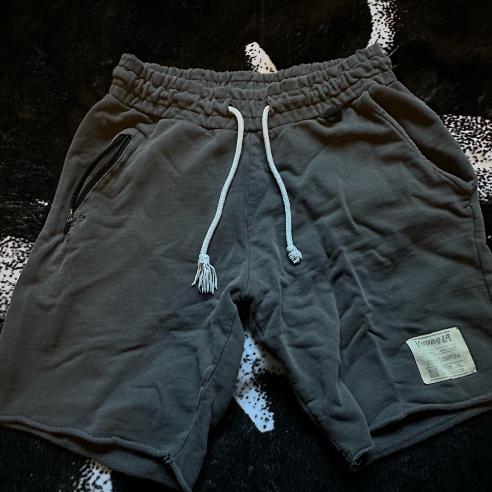 YoungLA Gray Athletic Shorts with Elastic Waistband